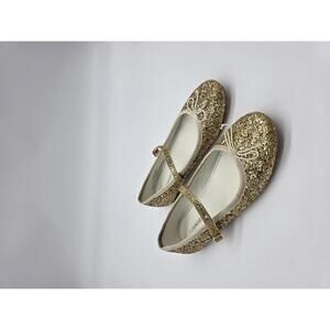 J.Crew - EUC- Girls Size 4 - Gold Glitter Mary Jane Shoes